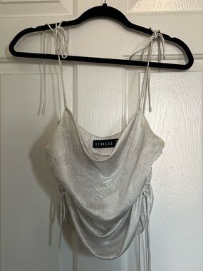 Lioness Ivory Cowl-Front Tie-Strap Crop Camisole